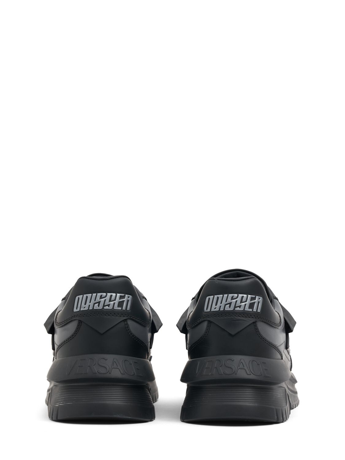 Shop Versace Bi-color Leather Sneakers In Black