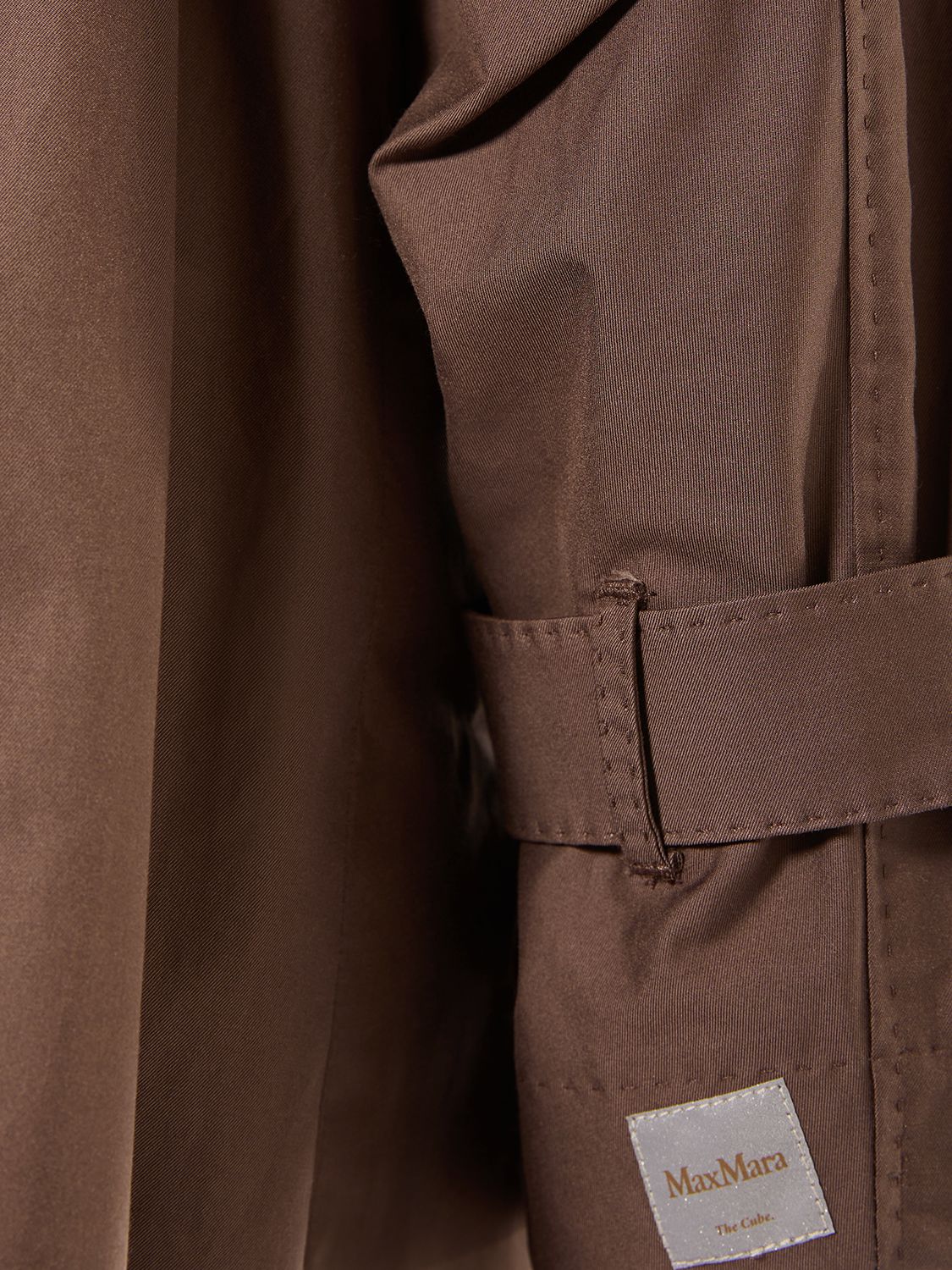 Shop Max Mara Titrench Cotton Twill Midi Trench Coat In Brown