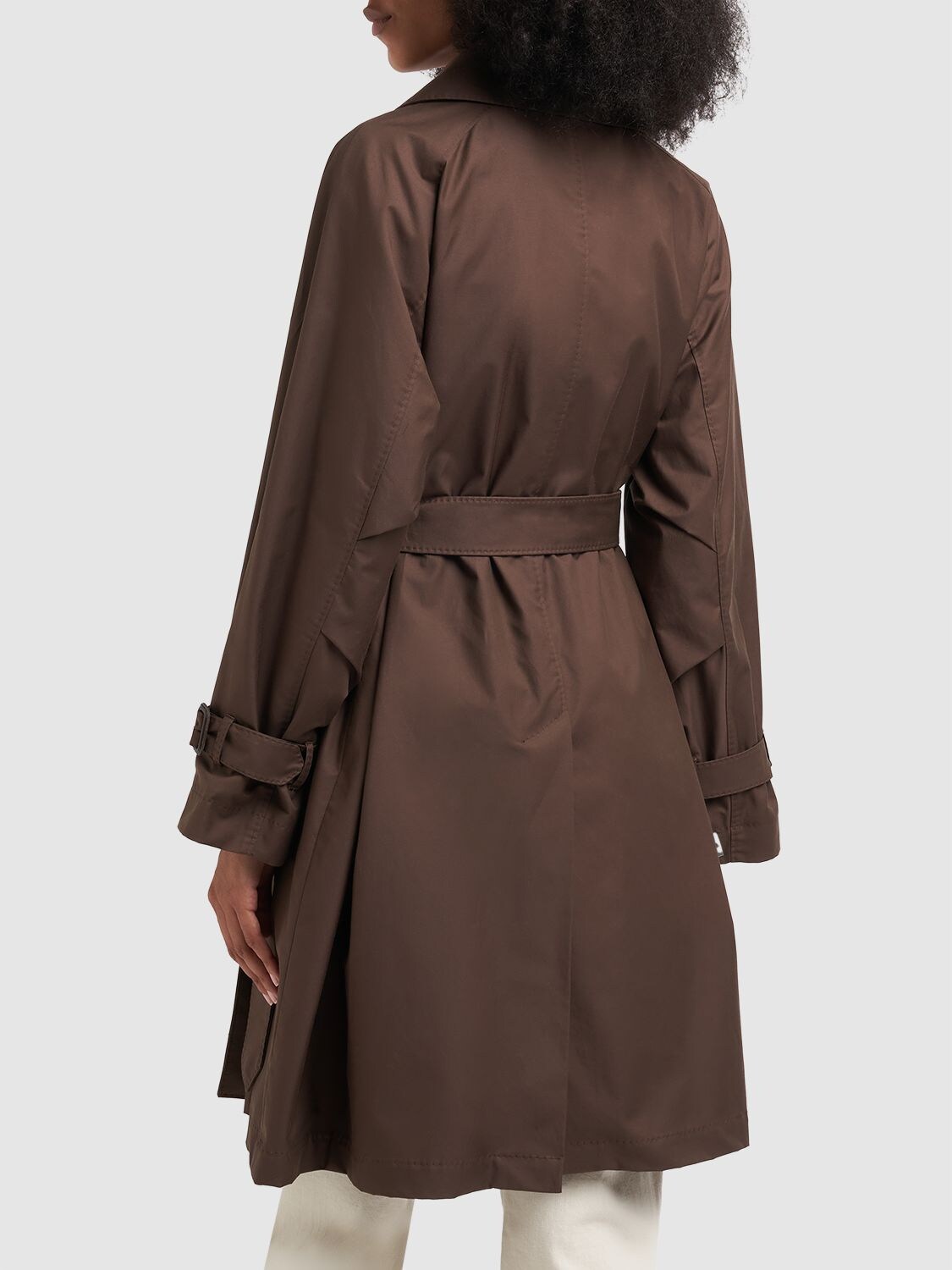 Shop Max Mara Titrench Cotton Twill Midi Trench Coat In Brown