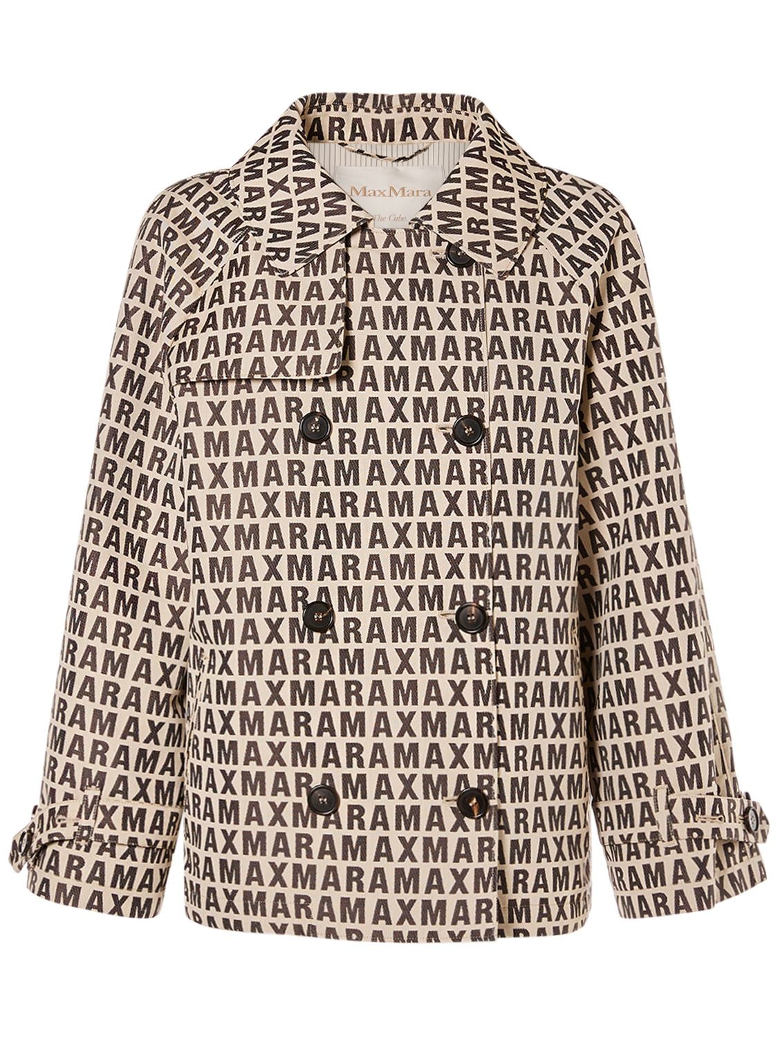 Max Mara Jacqueline Logo Jacquard Short Jacket In Beige,brown