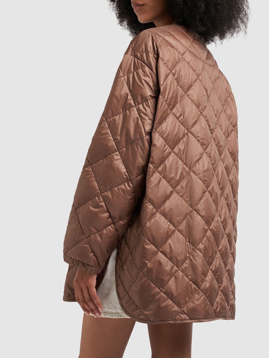 Shop Max Mara Csoft Tech Quilted Maxi Down Jacket In Light Brown