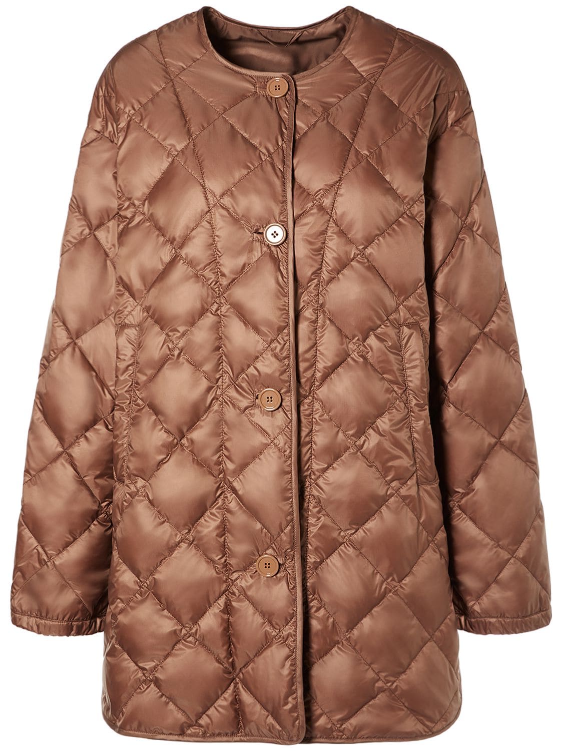 Max Mara Csoft Tech Quilted Maxi Down Jacket In Light Brown