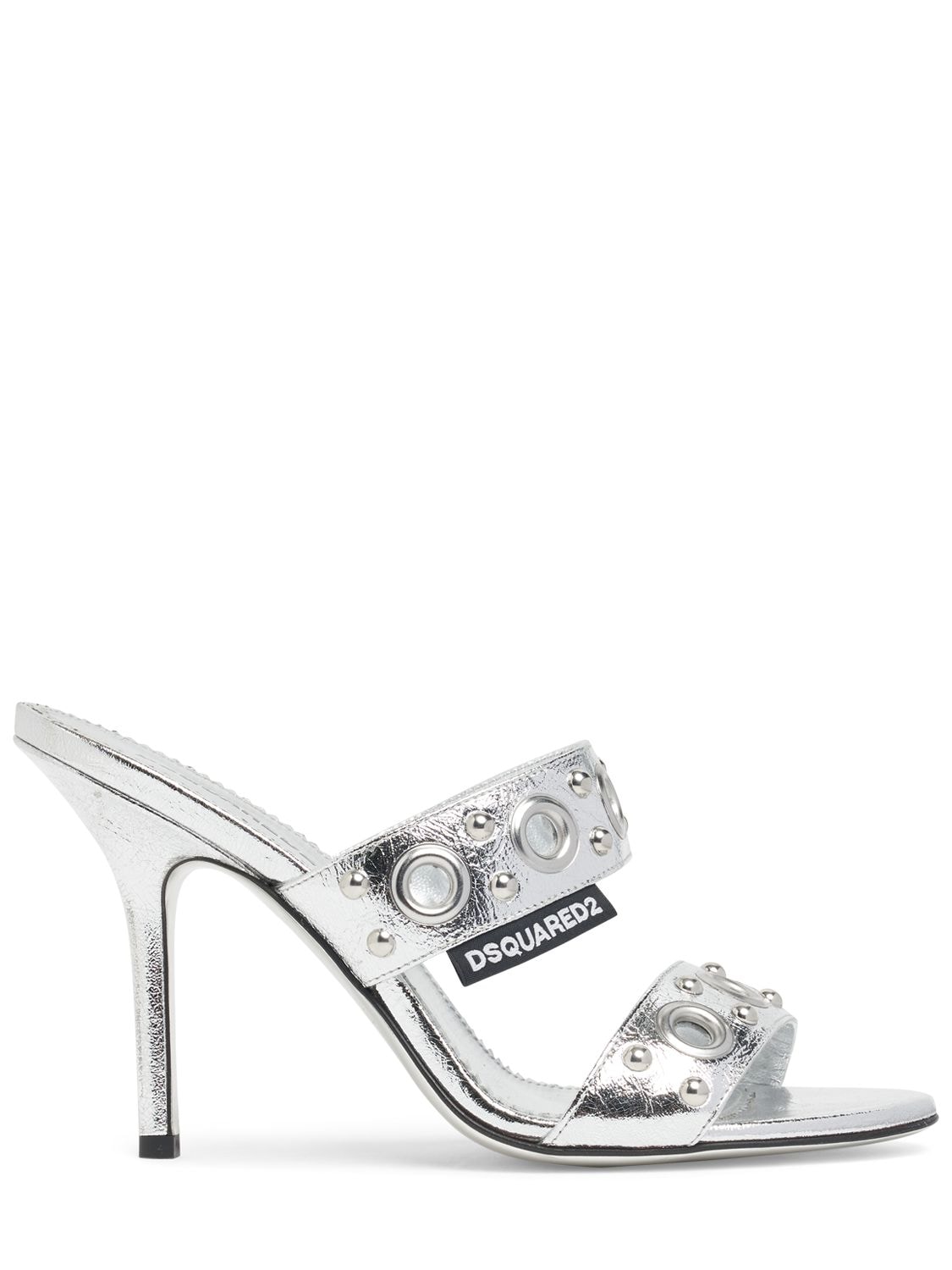 Dsquared2 110mm Laminated Mule Sandals In Silver