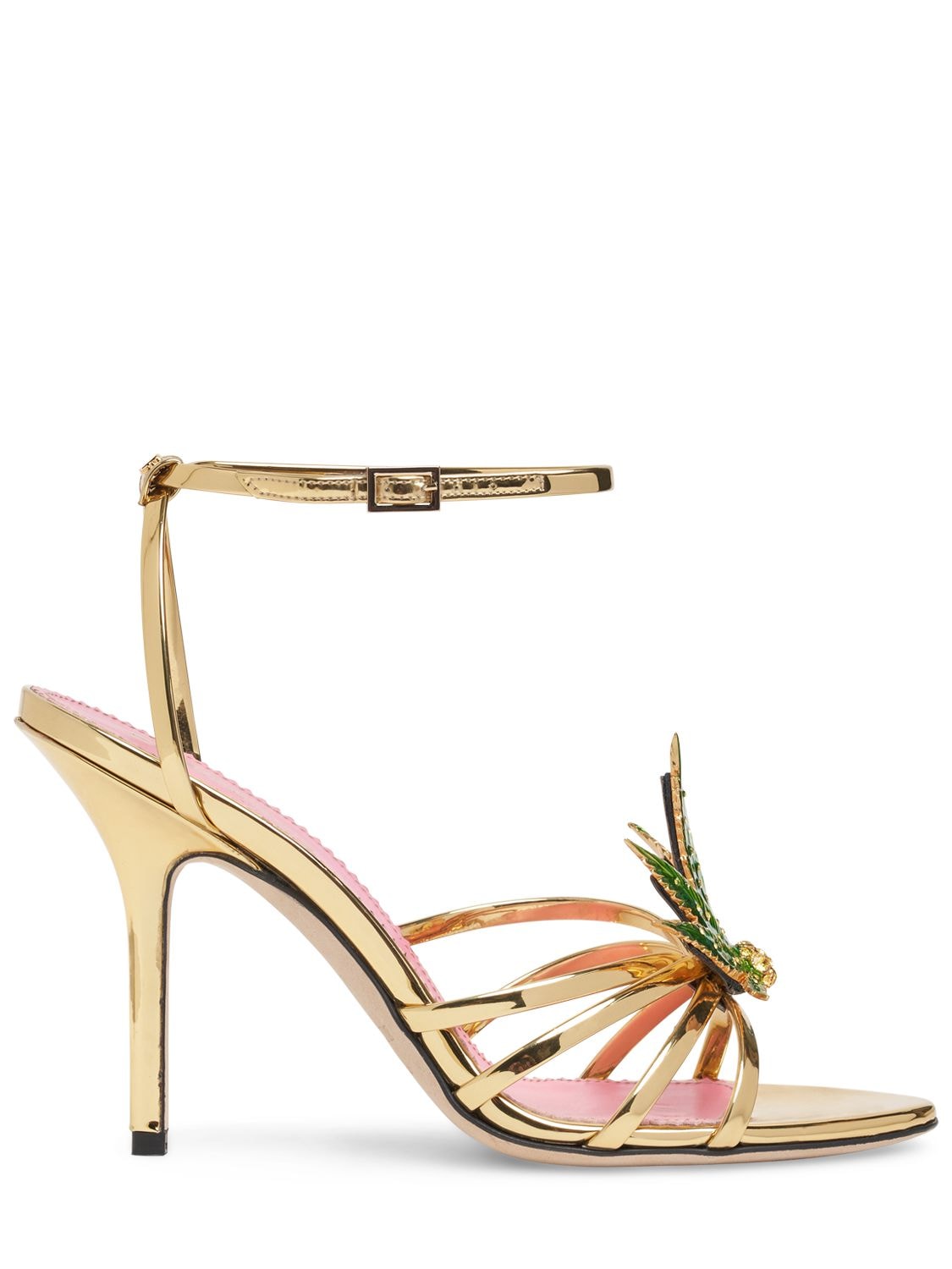 Dsquared2 110mm Laminated Leather Sandals In Gold
