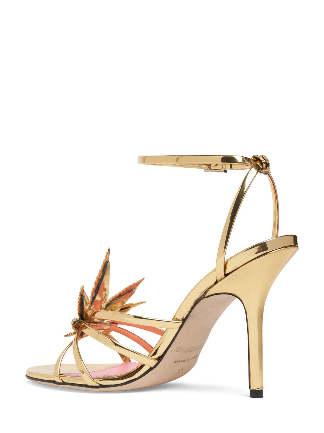 Shop Dsquared2 110mm Laminated Leather Sandals In Gold