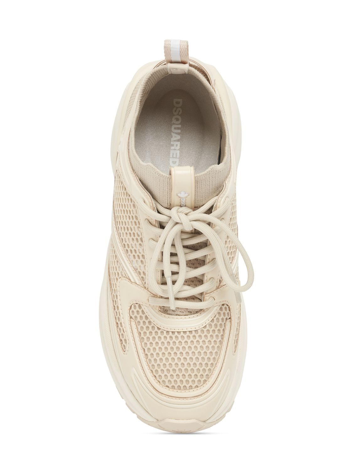 Shop Dsquared2 Dash Leather & Mesh Sneakers In Beige