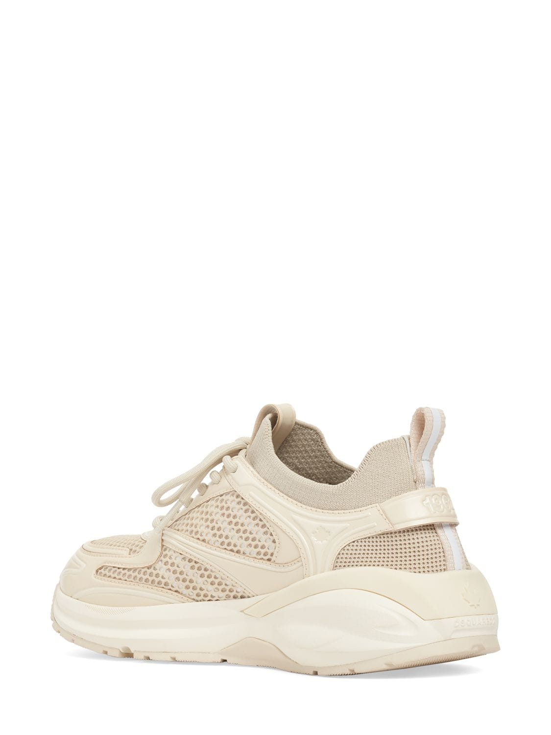 Shop Dsquared2 Dash Leather & Mesh Sneakers In Beige