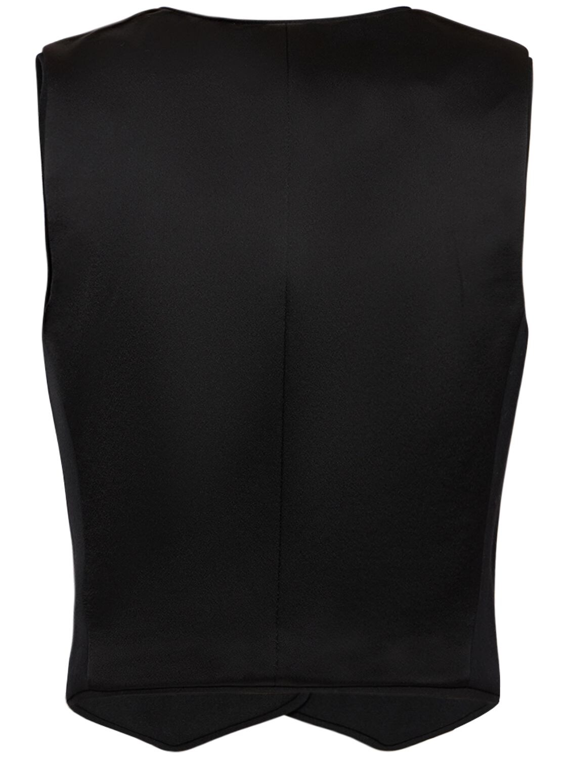 Shop Balmain Grain De Poudre & Satin Vest In Black