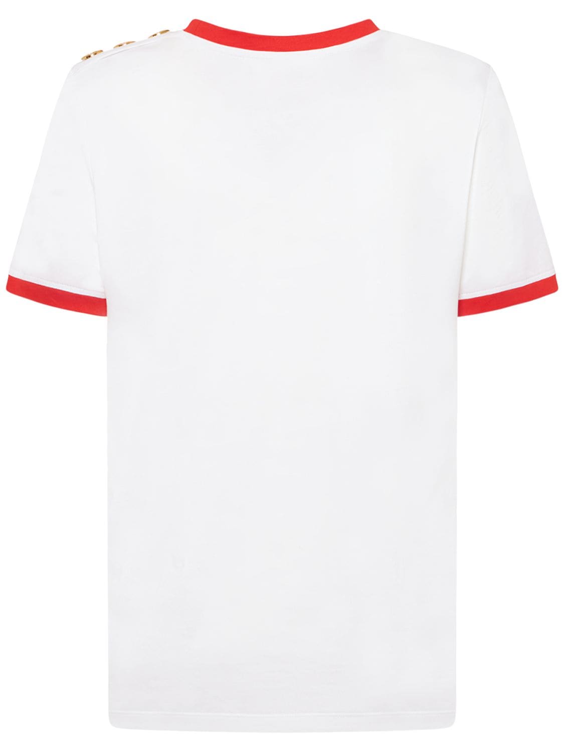 Shop Balmain Logo Print Jersey T-shirt In White,red