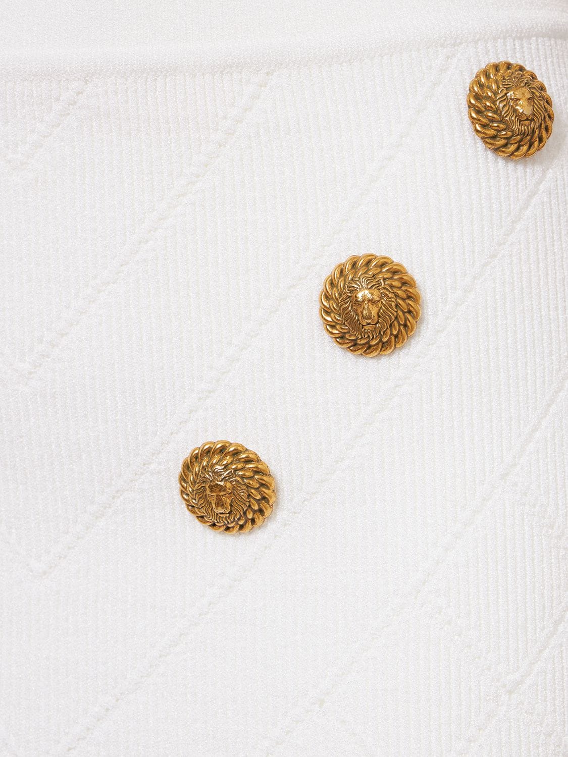 Shop Balmain Knit Mini Skirt W/buttons In White