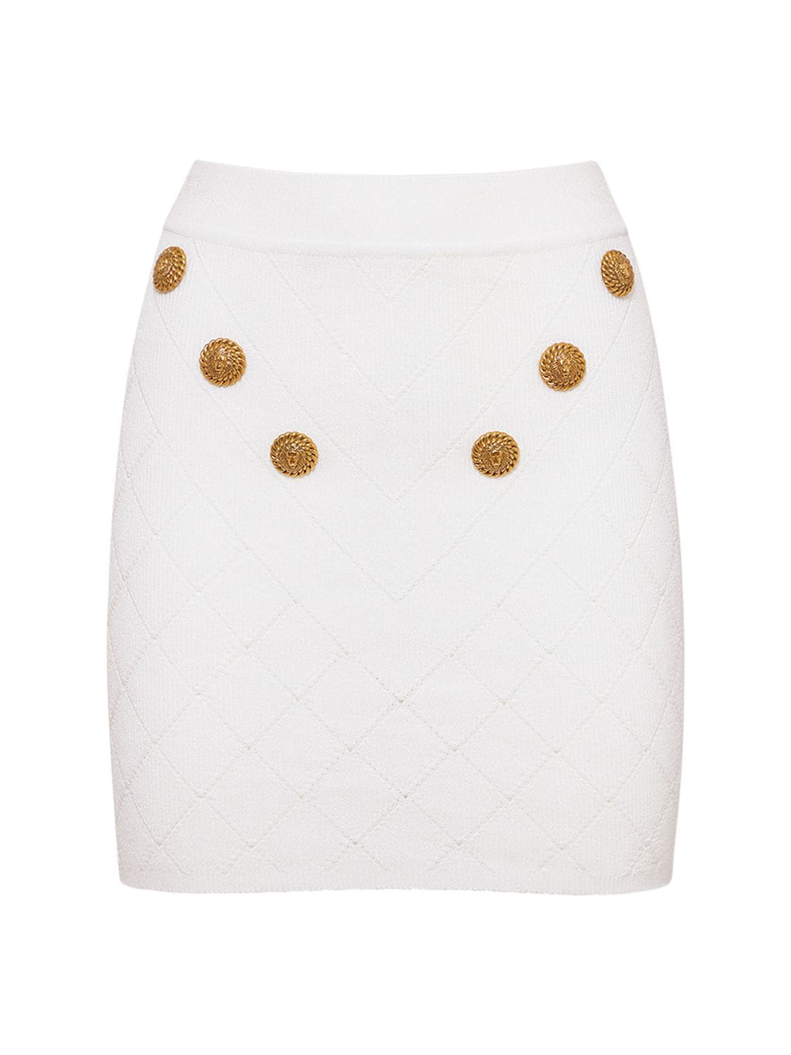 Balmain Knit Mini Skirt W/buttons In White