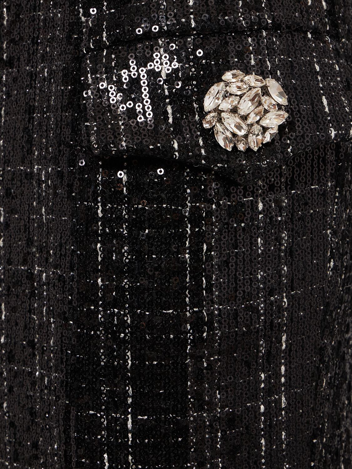 Shop Balmain Glittered Tweed Mini Skirt In Black
