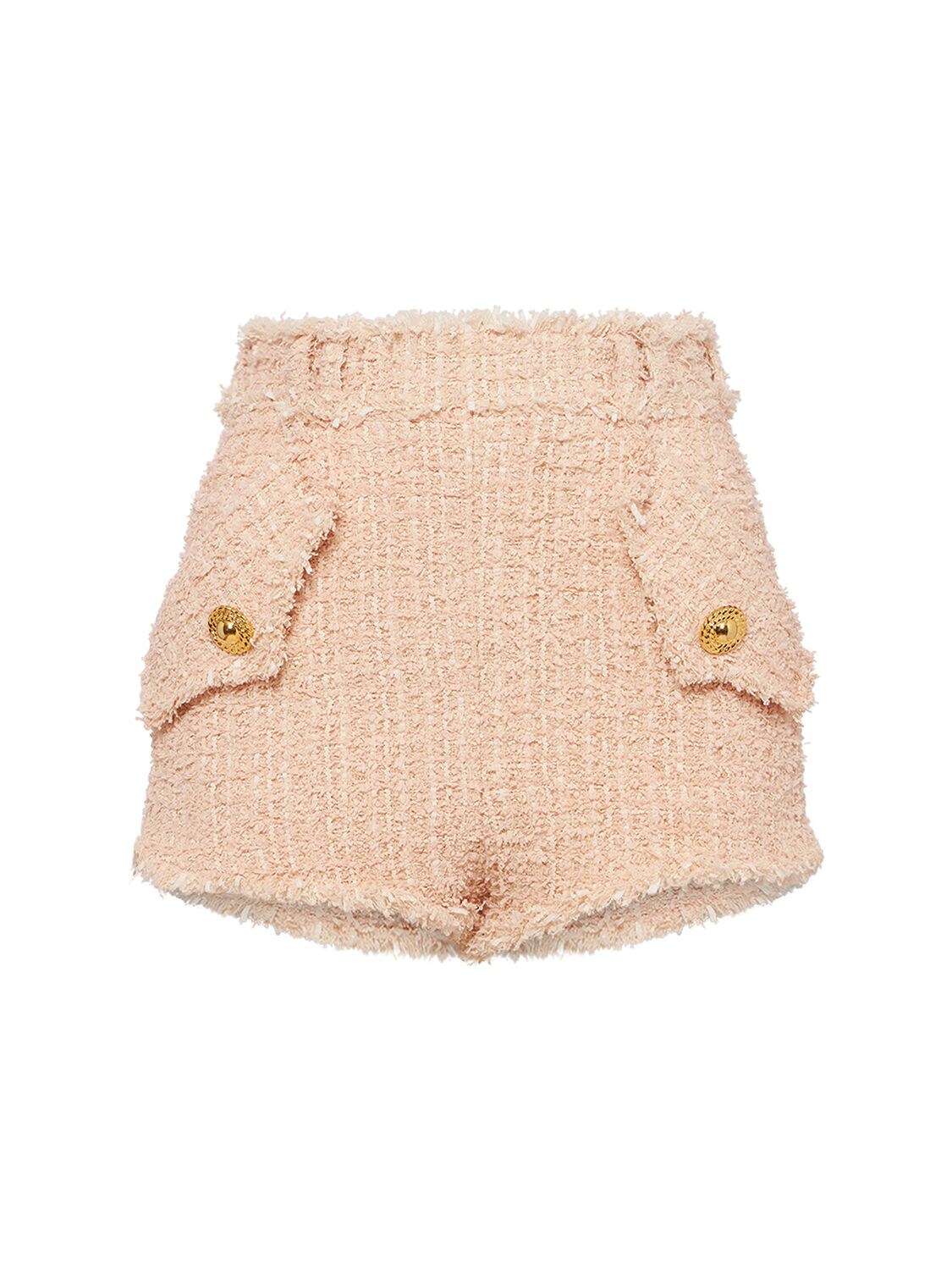 Balmain Tweed Mini Shorts In Pink
