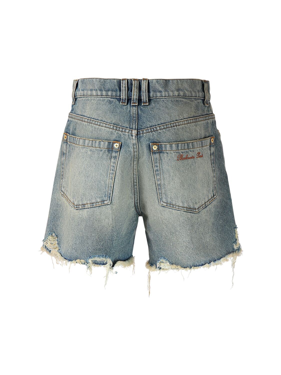 Shop Balmain Raw Cut Denim Shorts In Blue