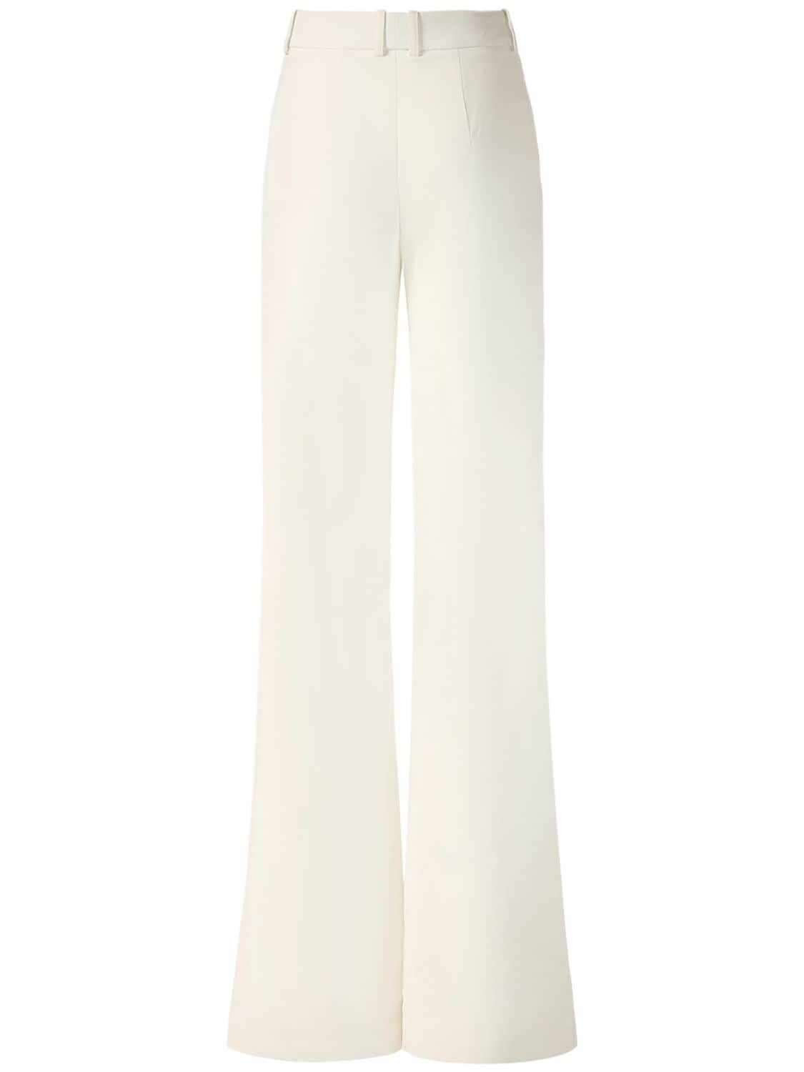 Shop Balmain Crepe Flared Pants In White