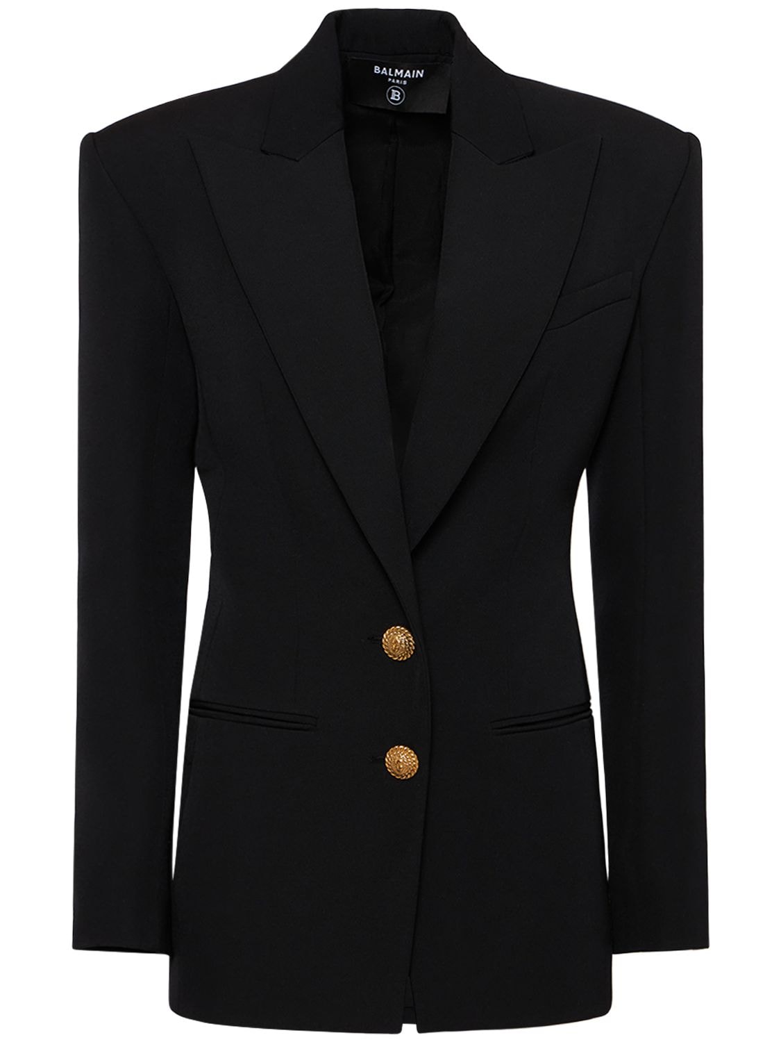 Image of Single Breast Fitted Wool Jacket