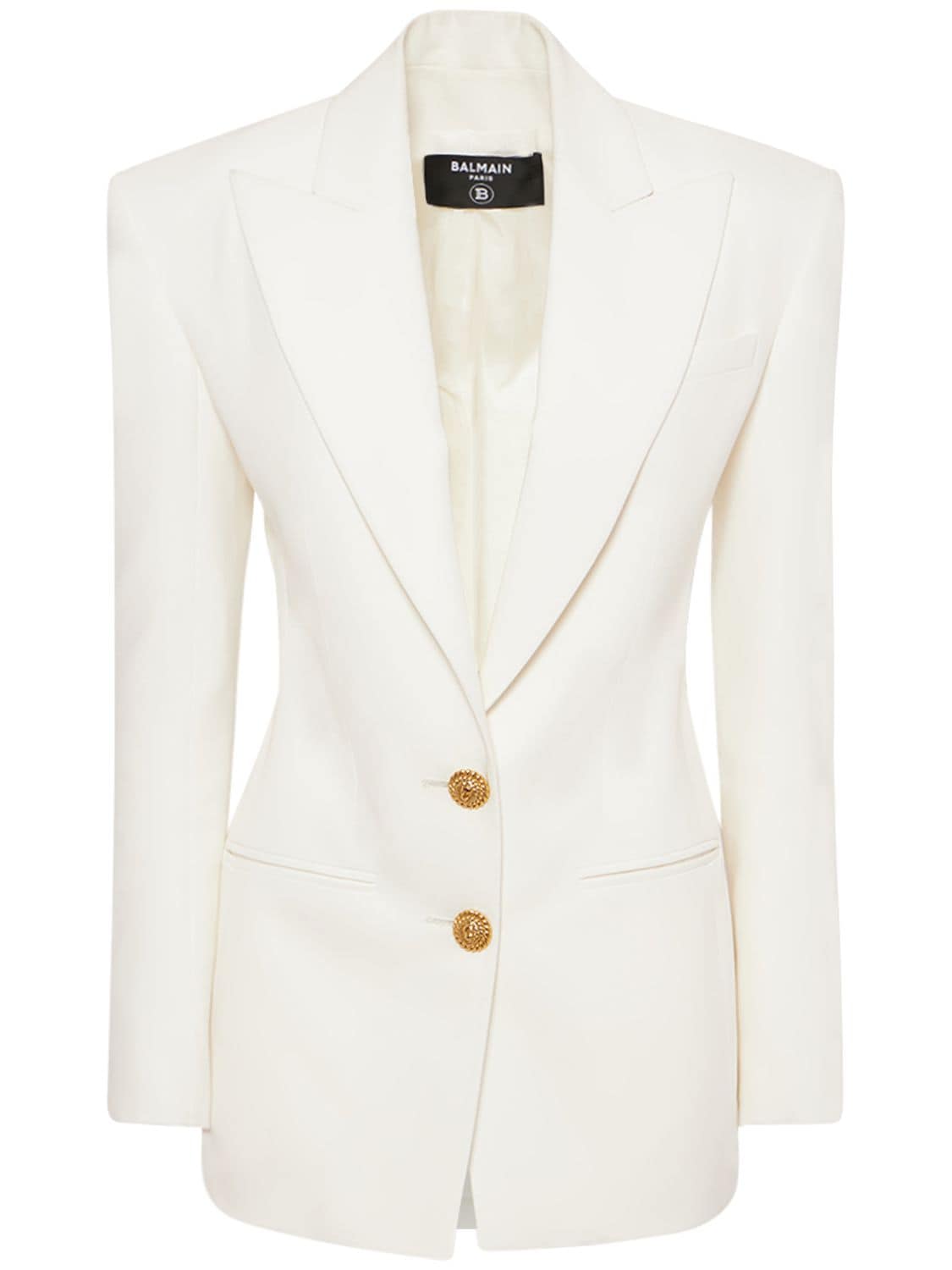 Shop Balmain Single Breast Fitted Crepe Jacket In White
