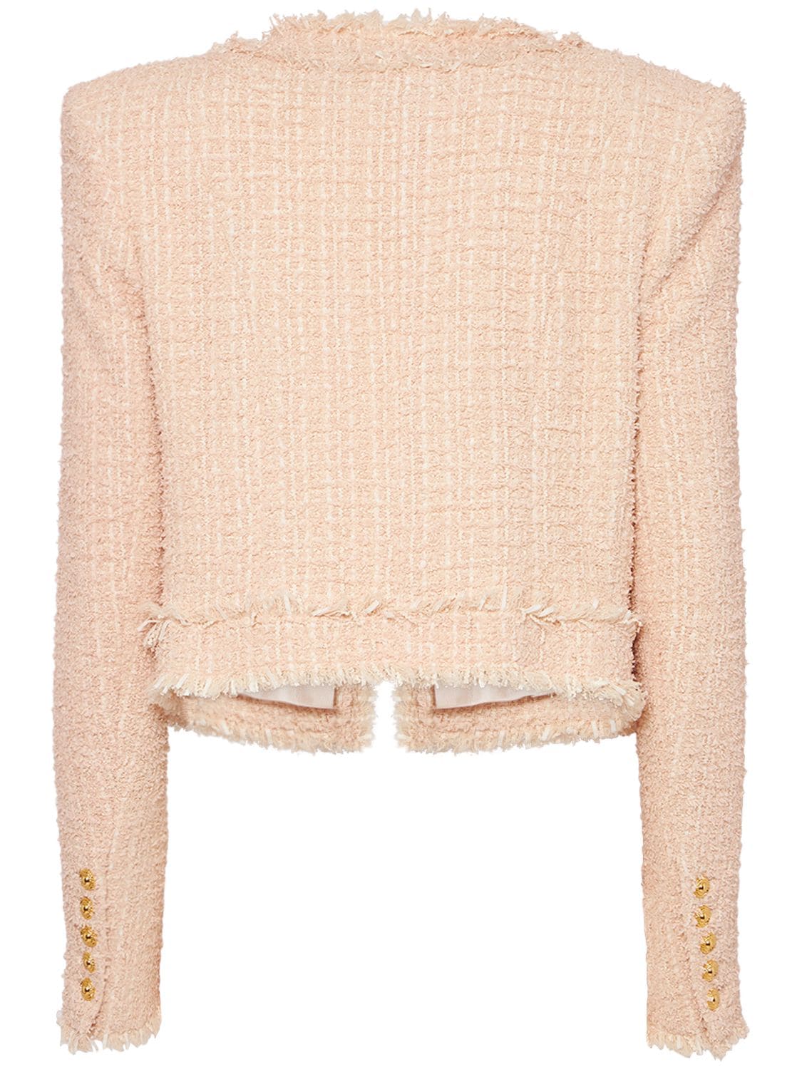 Shop Balmain Tweed Jacket In Light Pink