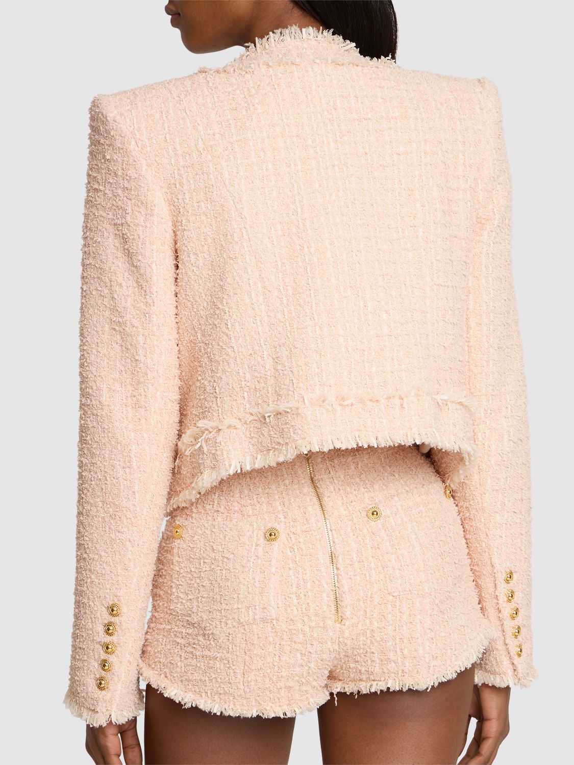 Shop Balmain Tweed Jacket In Light Pink