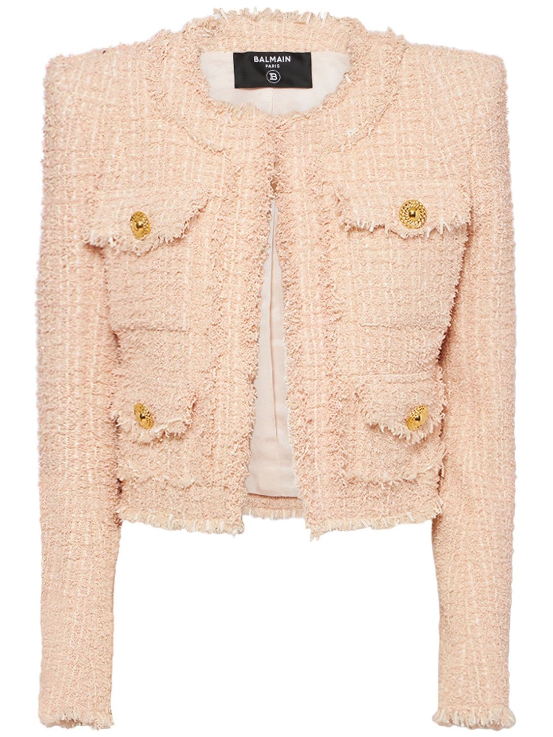 Shop Balmain Tweed Jacket In Light Pink