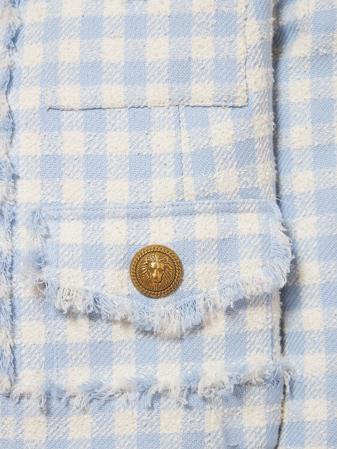 Shop Balmain Tweed Jacket In Light Blue