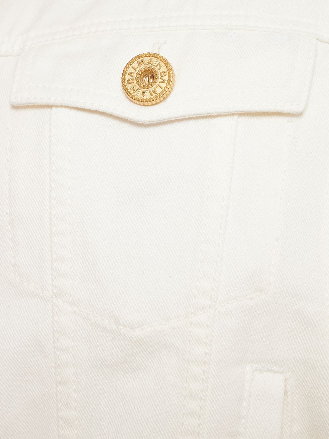 Shop Balmain Denim Cropped Jacket In White