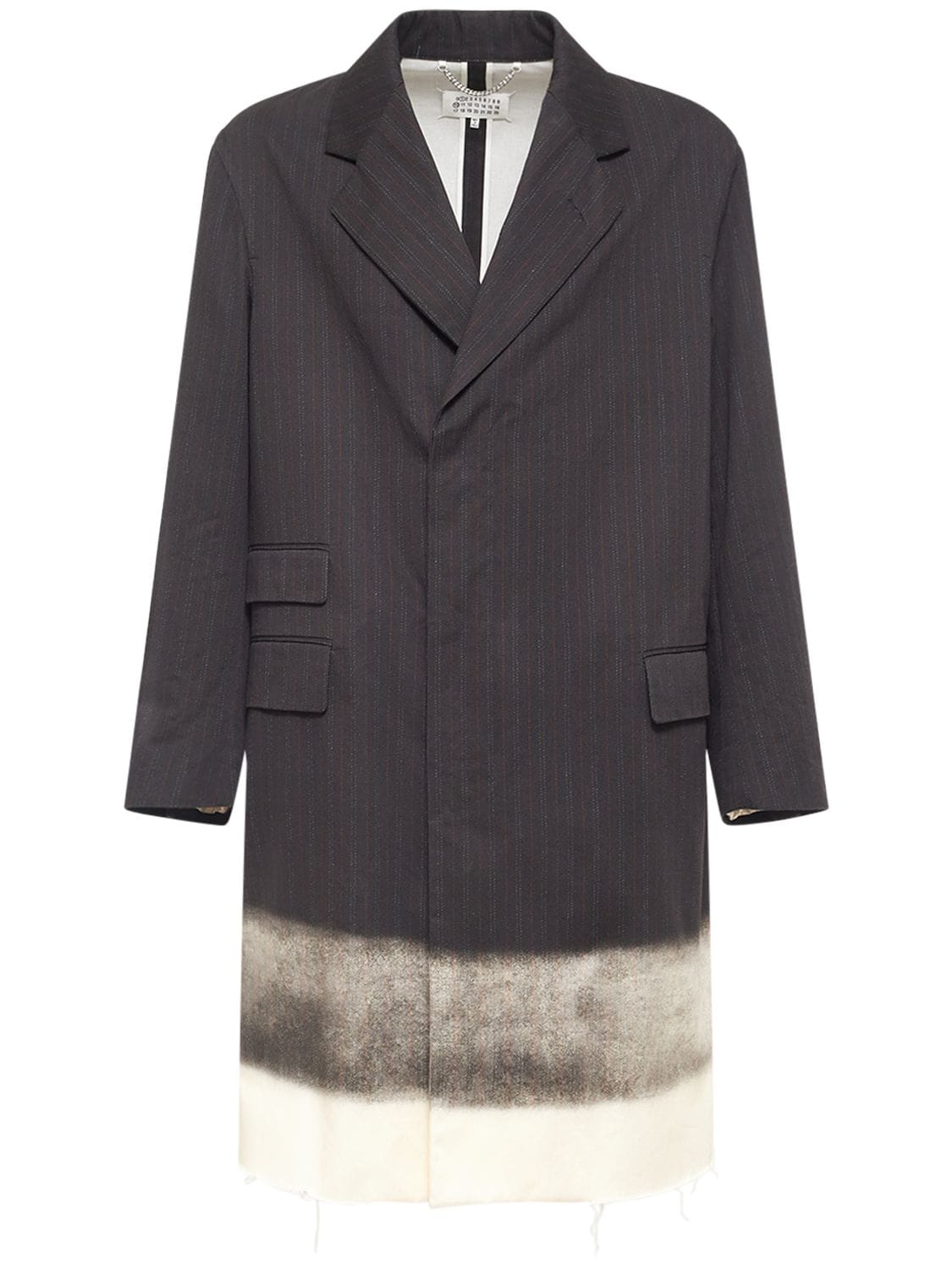 Maison Margiela Heritage Pinstriped Cotton Coat In Dark Grey