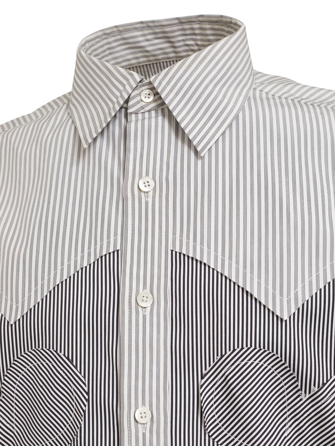 Shop Maison Margiela Striped Cotton Blend Shirt In Black,white
