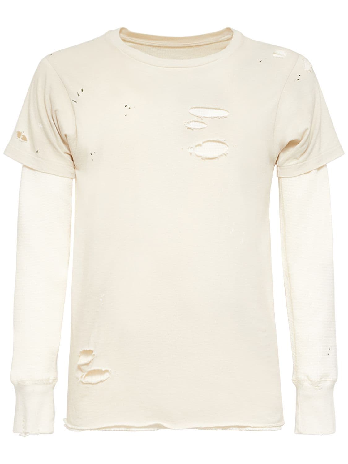Image of Distressed Cotton Jersey T-shirt