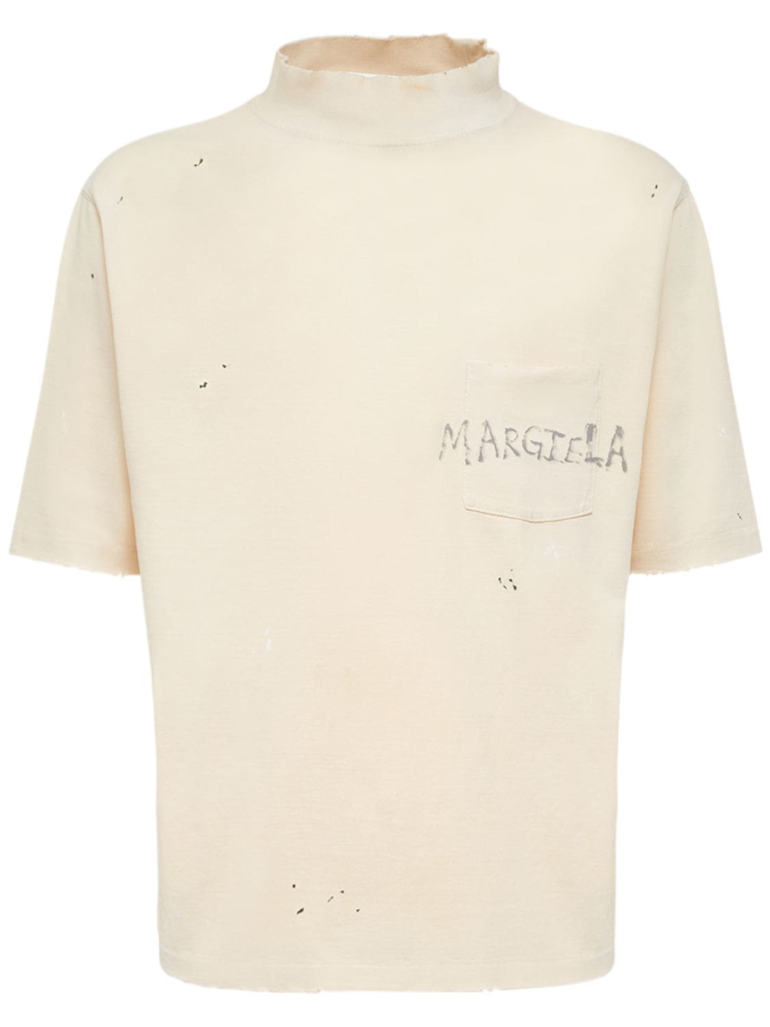 Maison Margiela 棉质平纹针织t恤 In Ecru