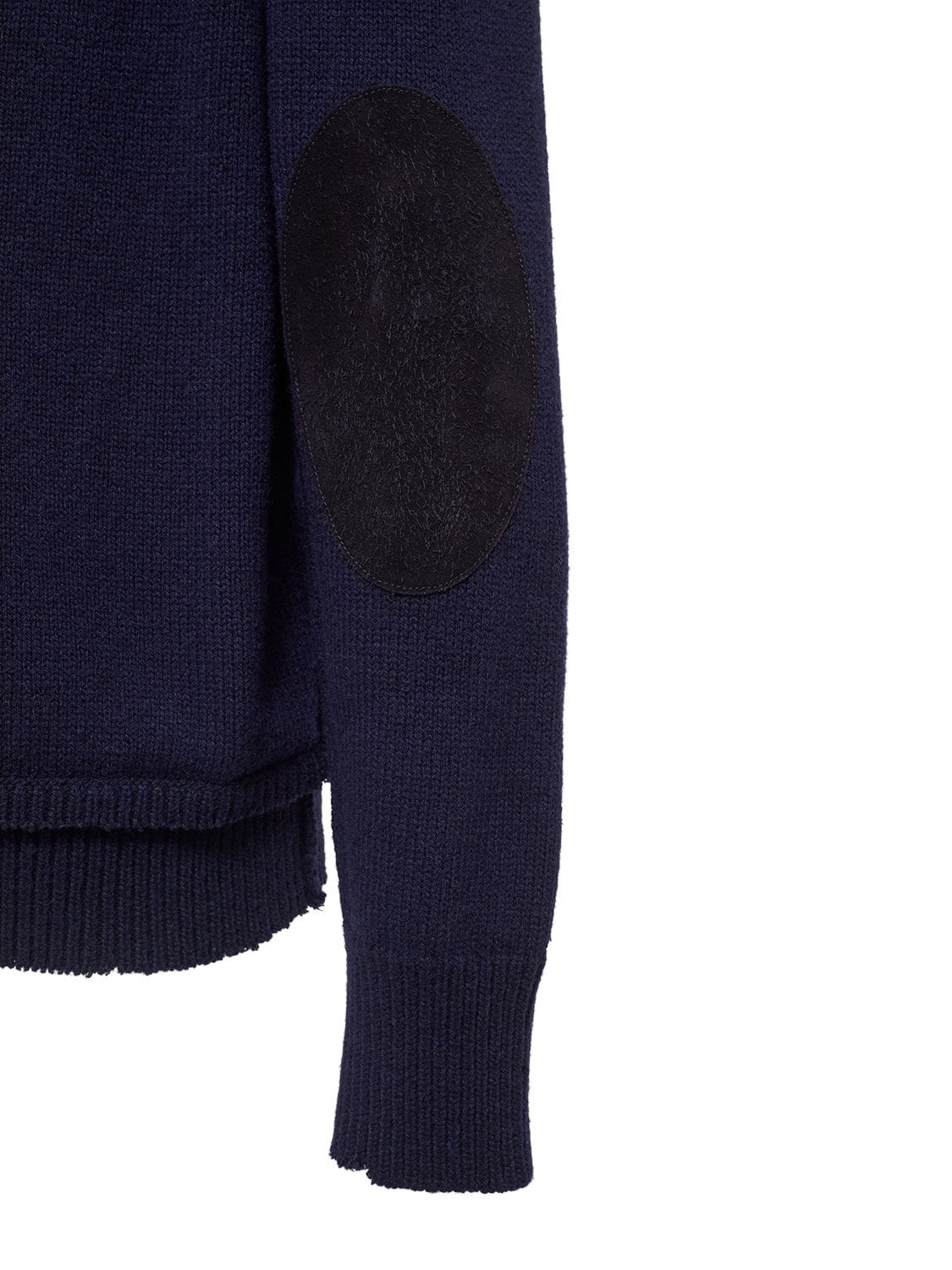 Shop Maison Margiela Wool Blend Shetland Knit Sweater In Navy