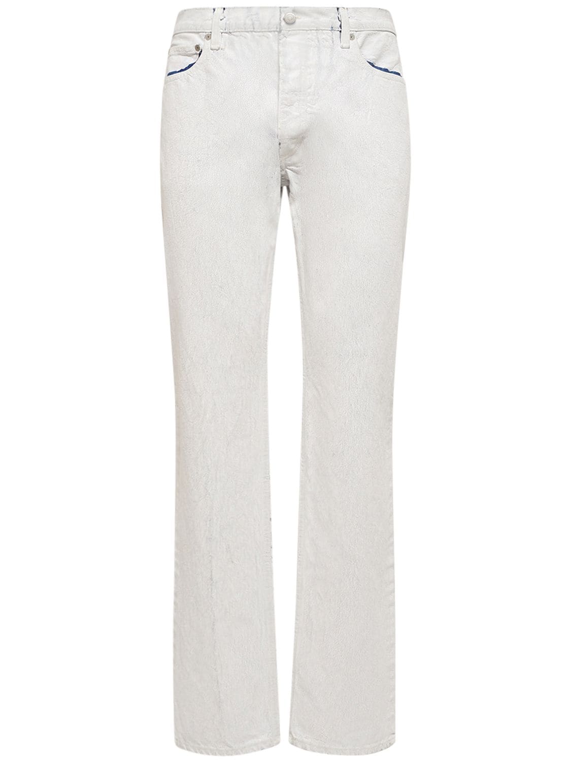 Maison Margiela Cracked Paint Cotton Denim Jeans In White