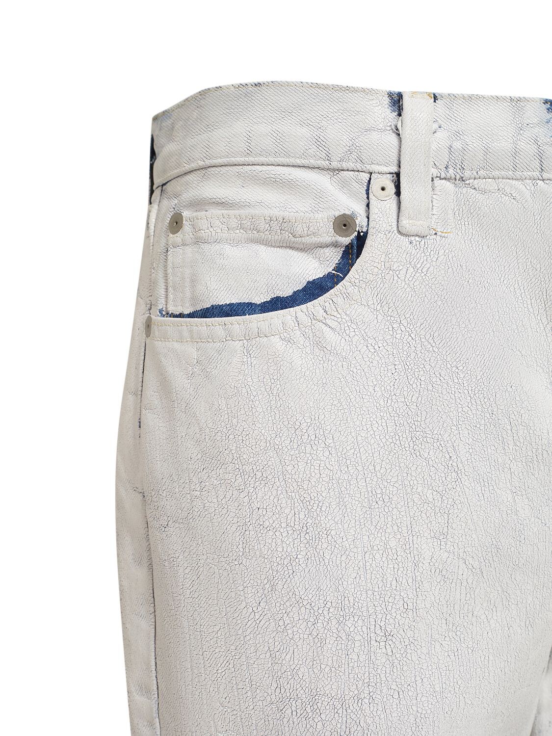Shop Maison Margiela Cracked Paint Cotton Denim Jeans In White