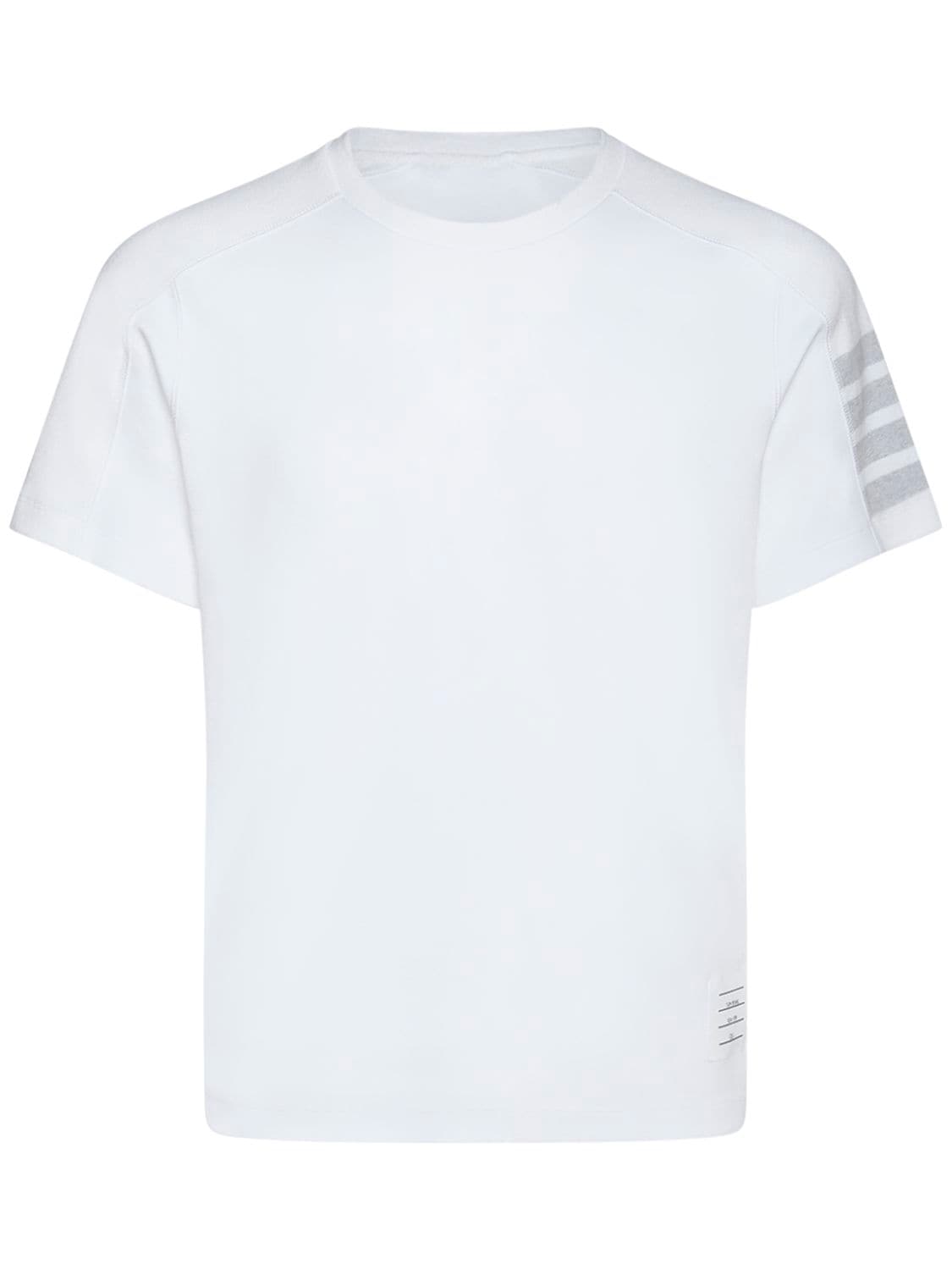 Thom Browne Cotton Ss T-shirt W/ 4 Bar Stripe In White