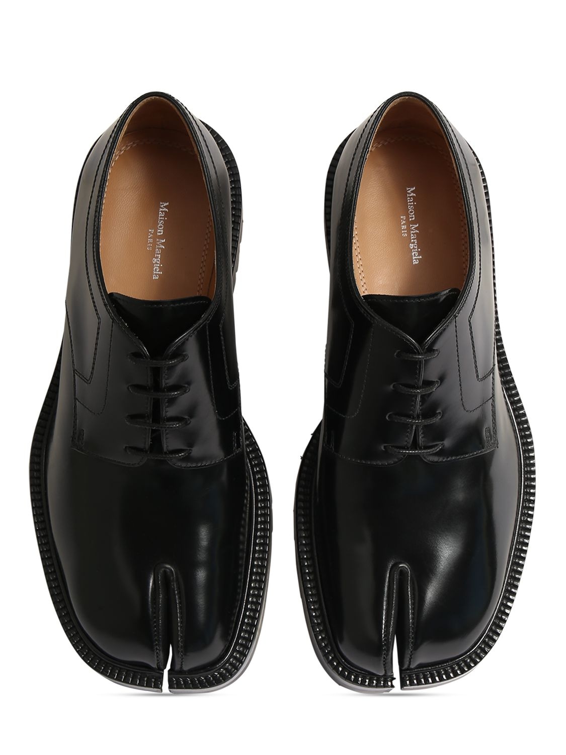 Shop Maison Margiela County Leather Lace-up Tabi Shoes In Black