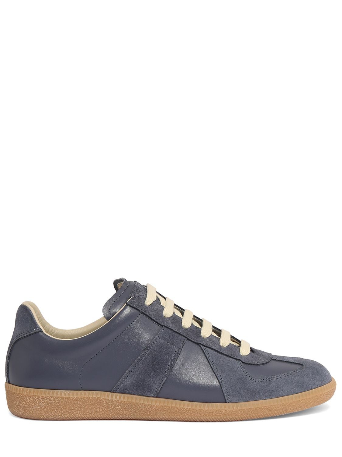 Shop Maison Margiela Replica Leather Sneakers In Pewter