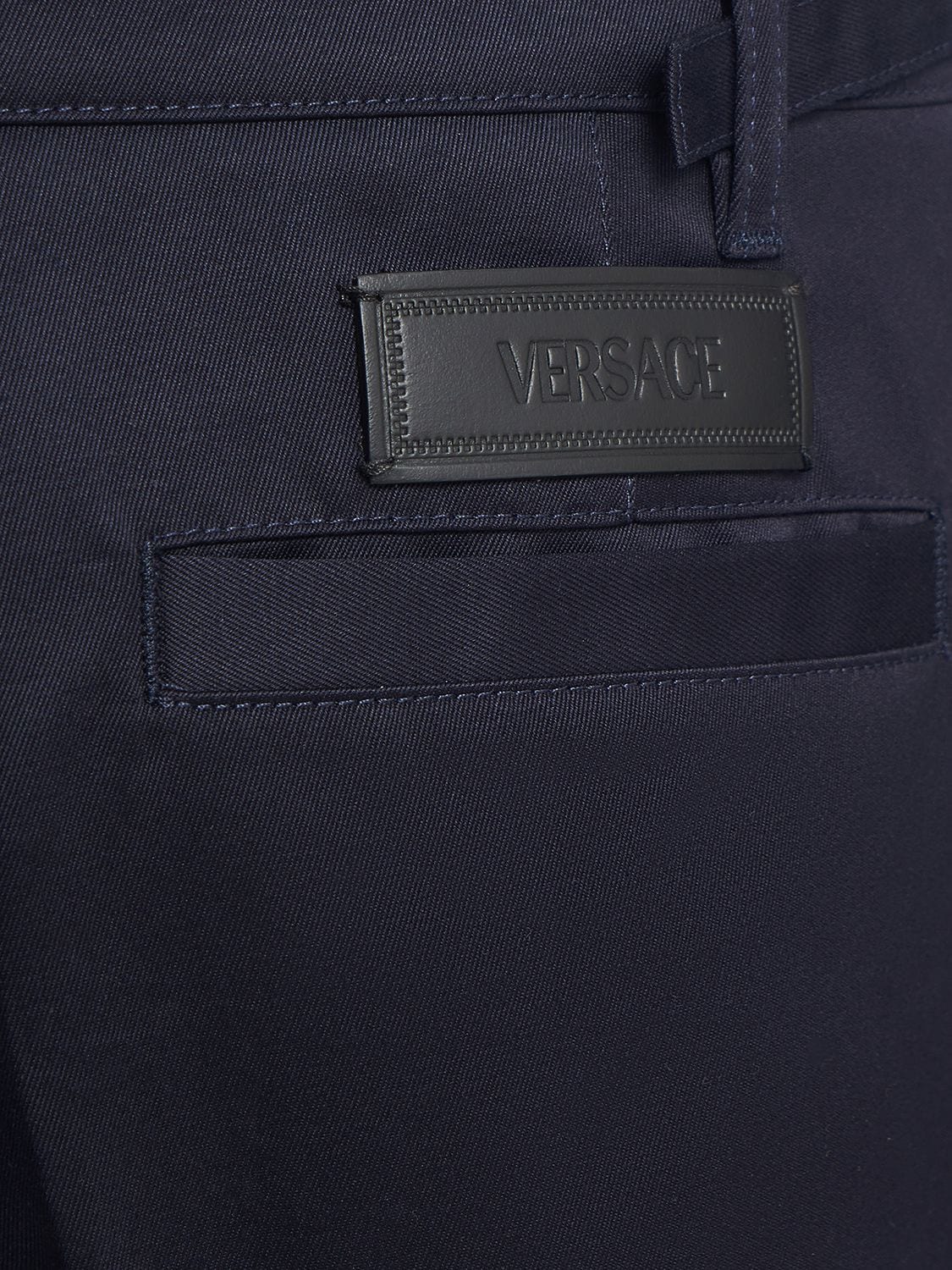 Shop Versace Cotton Gabardine Pants In Navy