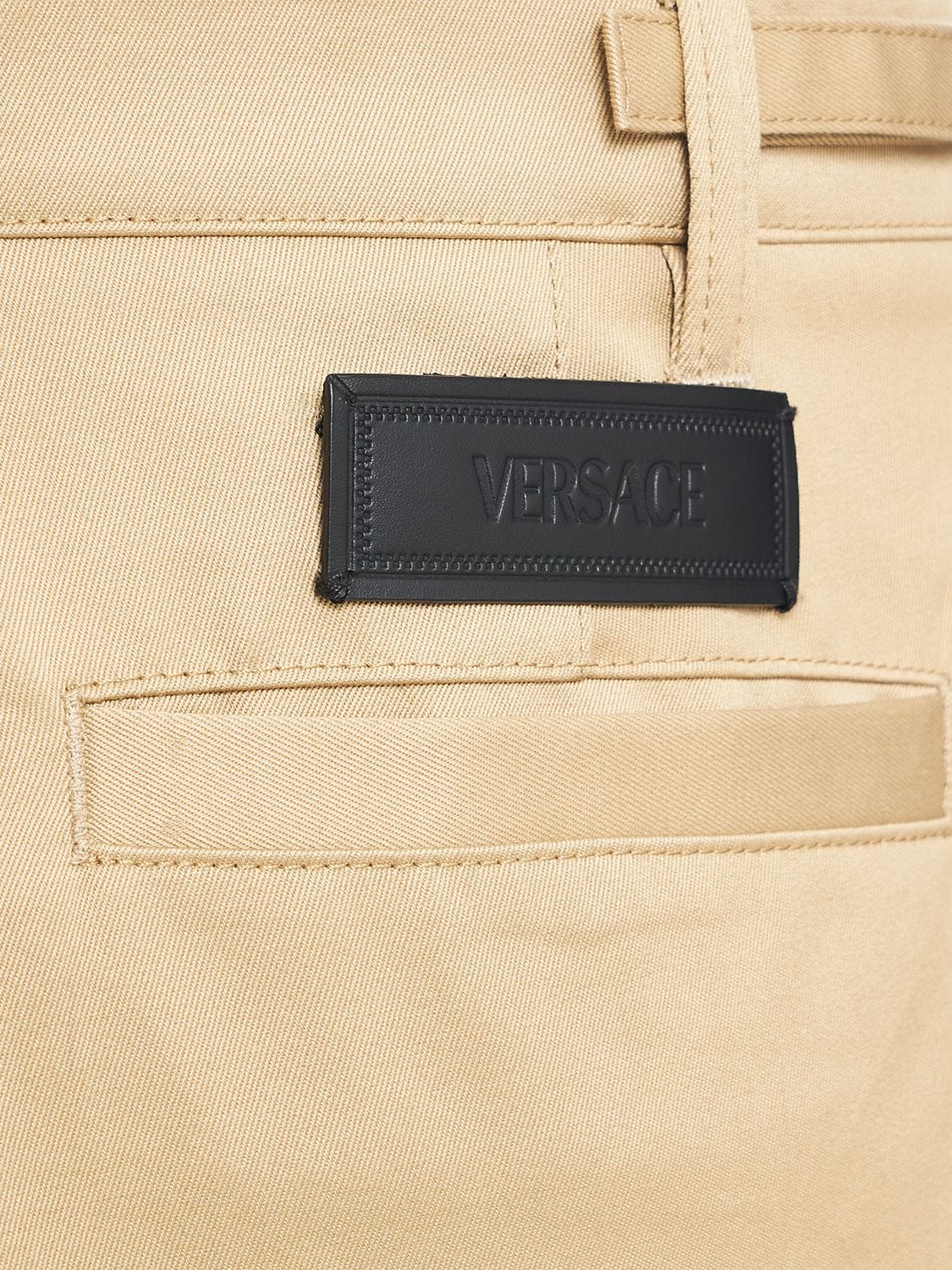 Shop Versace Cotton Gabardine Pants In Sand
