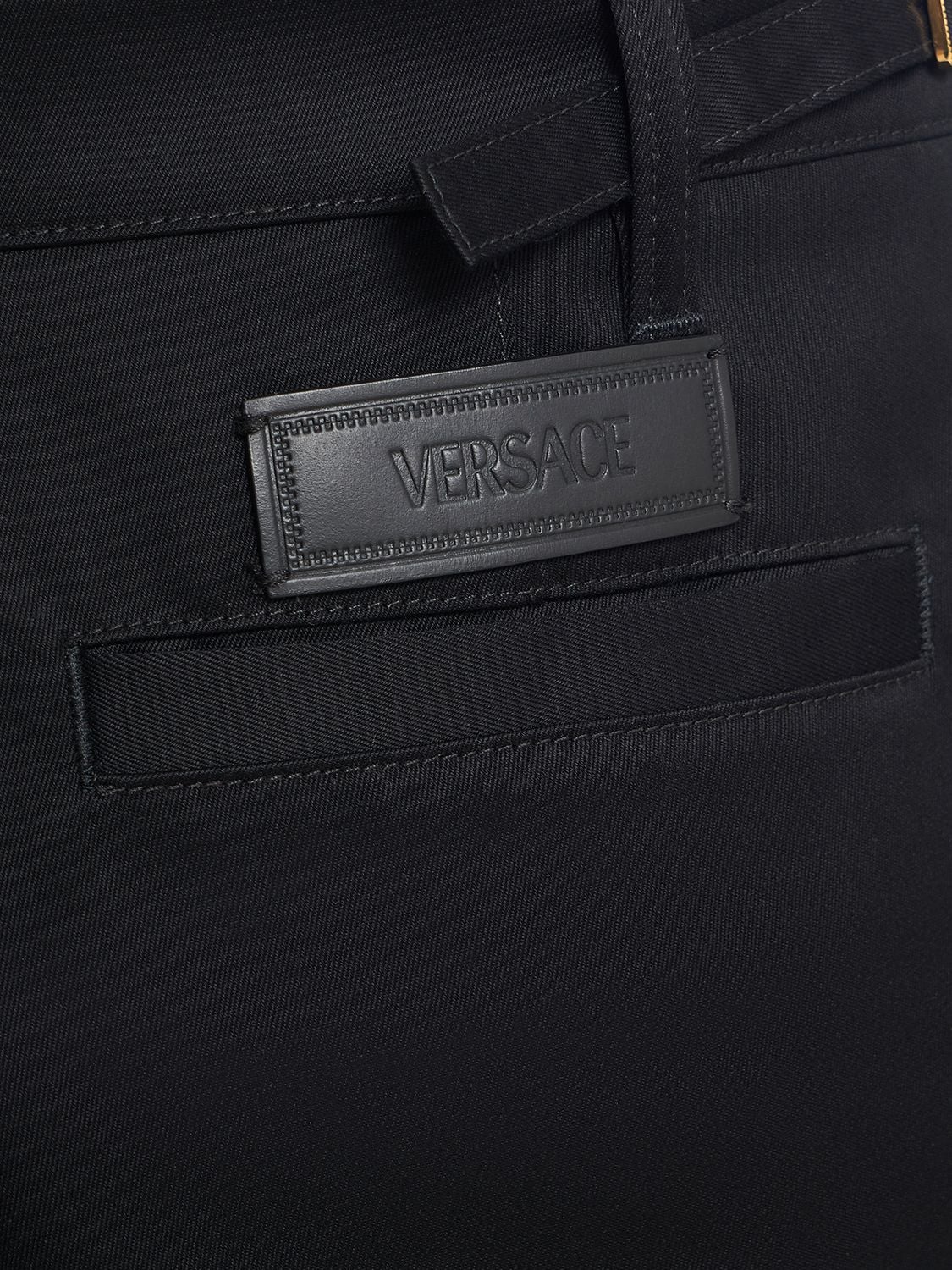 Shop Versace Cotton Gabardine Pants In Black
