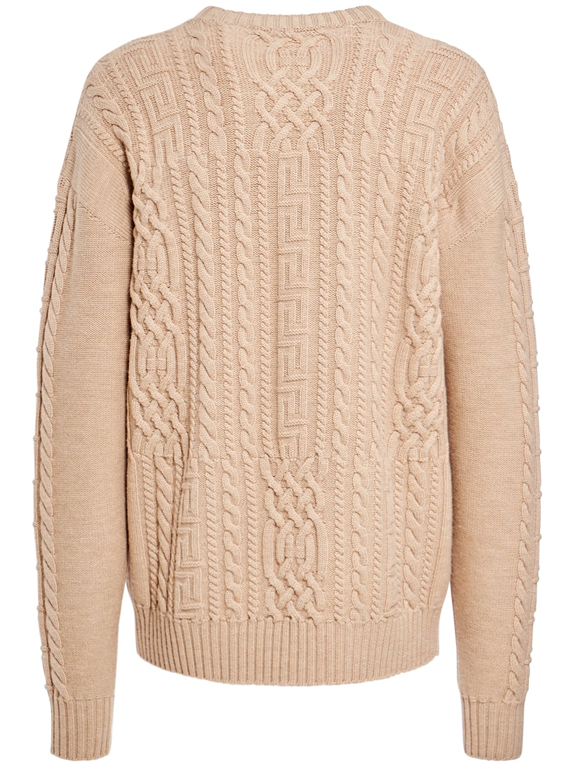 Shop Versace Medusa Embroidery Wool Knit Sweater In Sand