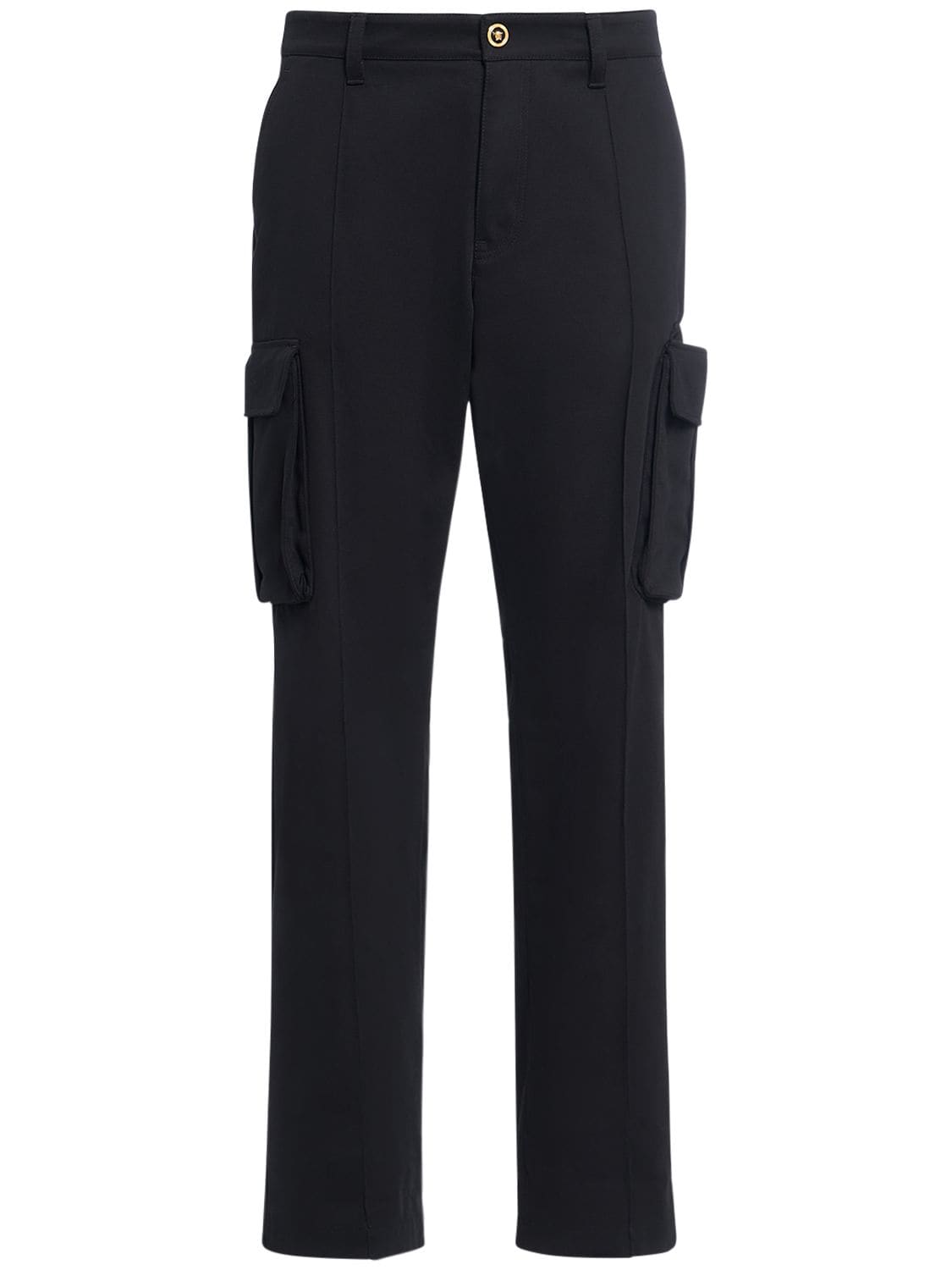 Shop Versace Cotton Drill Cargo Pants In Black