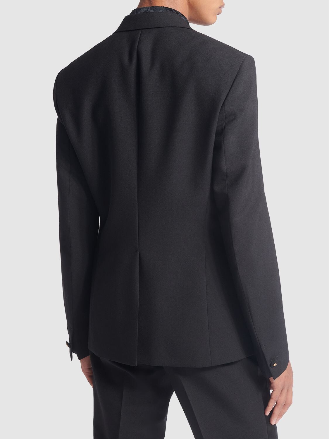 Shop Versace Wool & Mohair Evening Blazer In Black