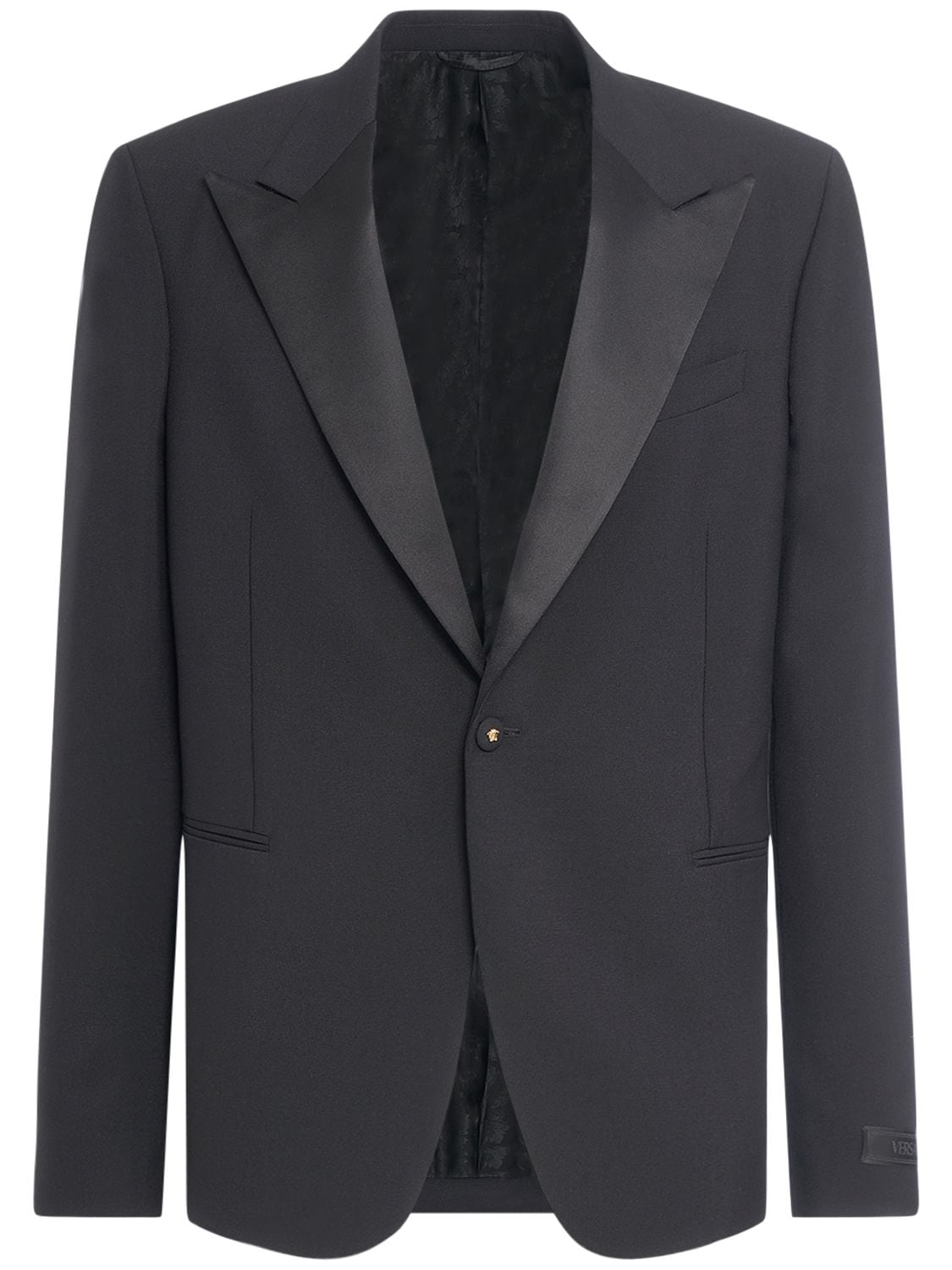 Shop Versace Wool & Mohair Evening Blazer In Black