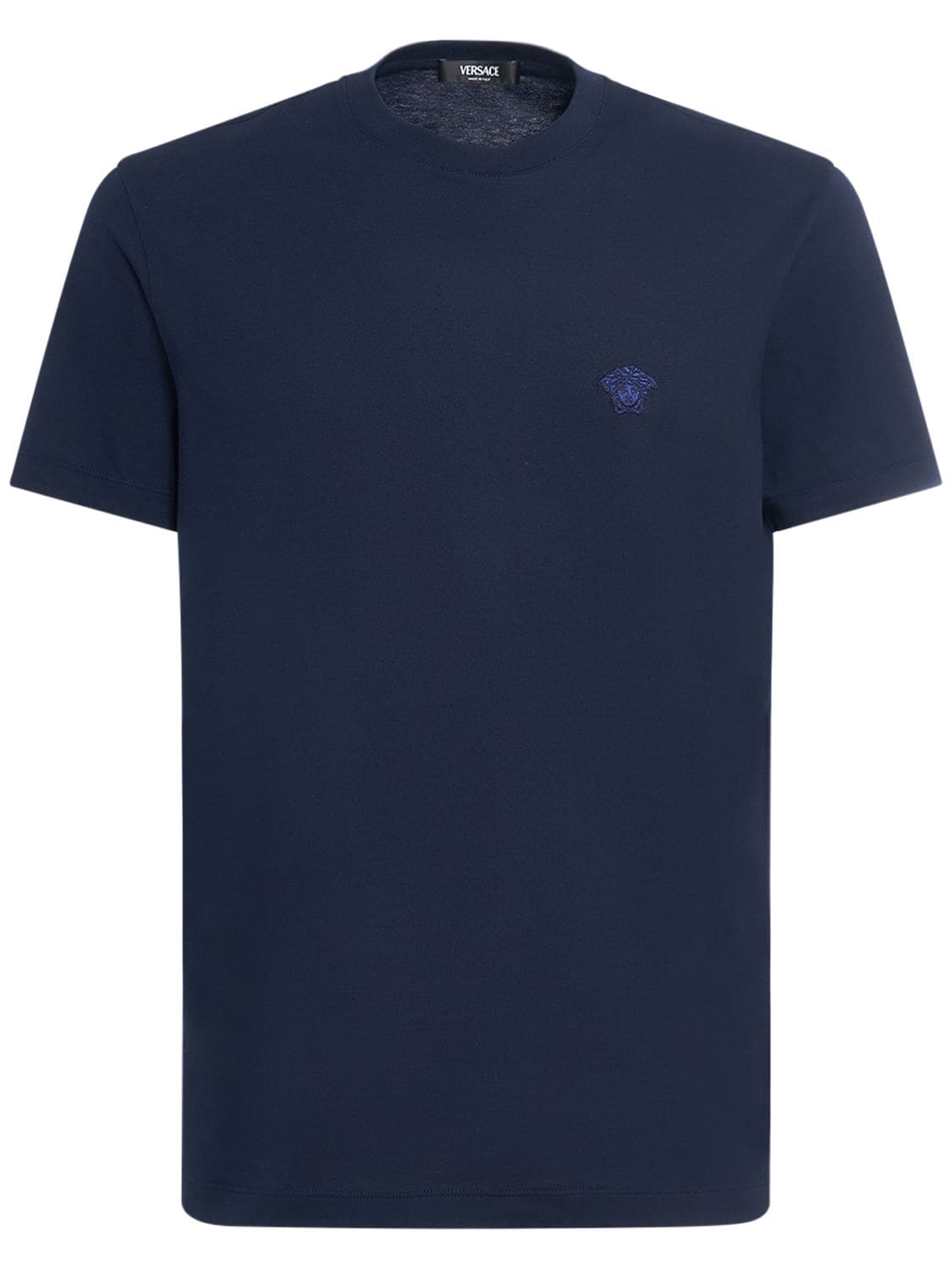 Shop Versace Medusa Cotton Jersey T-shirt In Navy