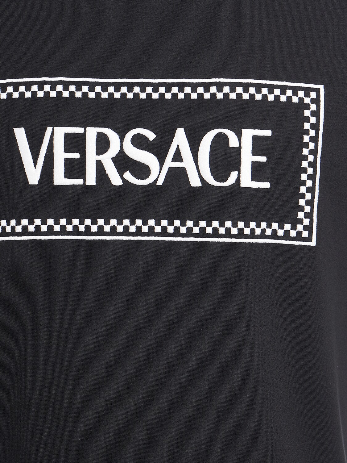 Shop Versace Logo Cotton T-shirt In Black