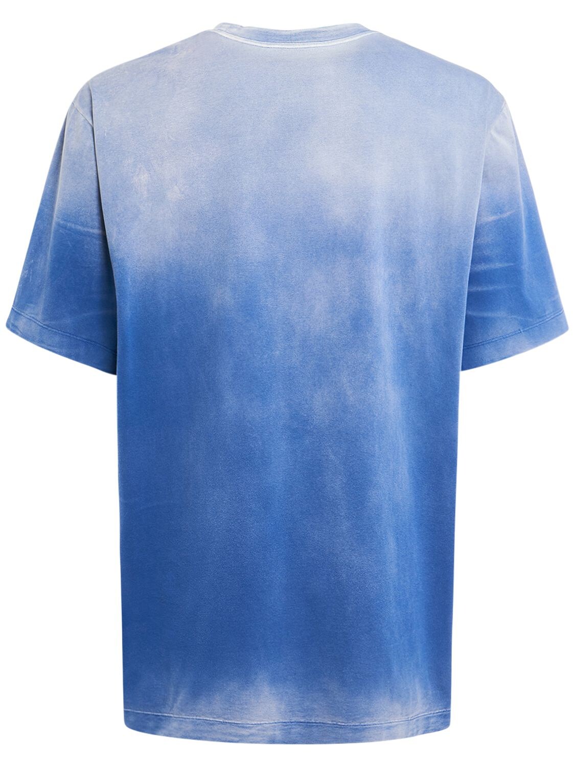 Shop Versace Degradé Logo Cotton T-shirt In Royal Blue