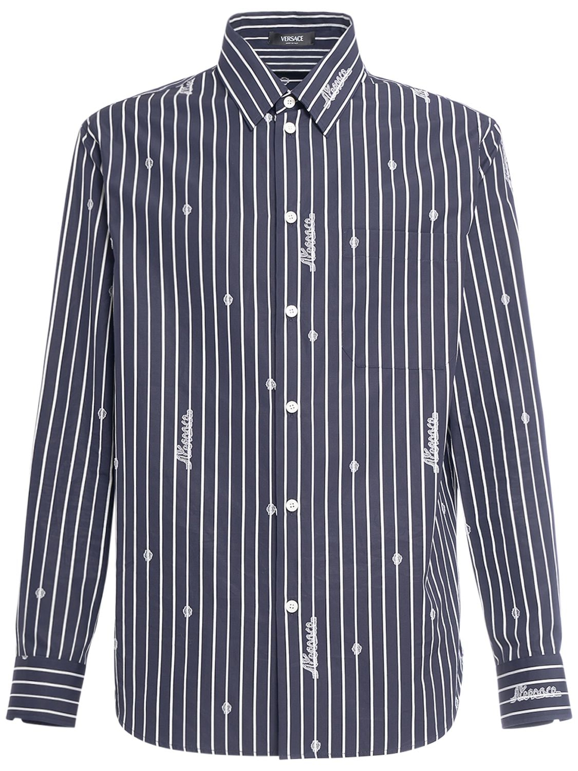 VERSACE STRIPED COTTON POPLIN SHIRT 