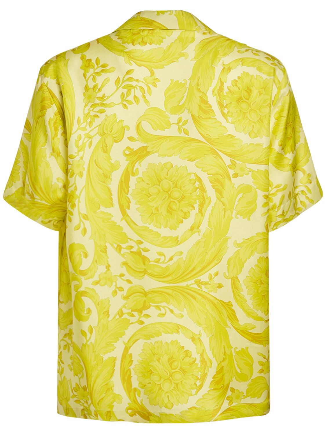 Shop Versace Barocco Print Silk Twill Shirt In Mimosa