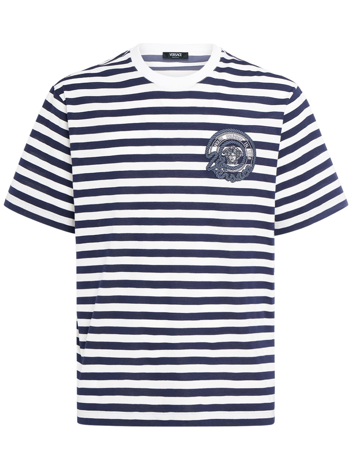 Image of Logo Striped Cotton T-shirt