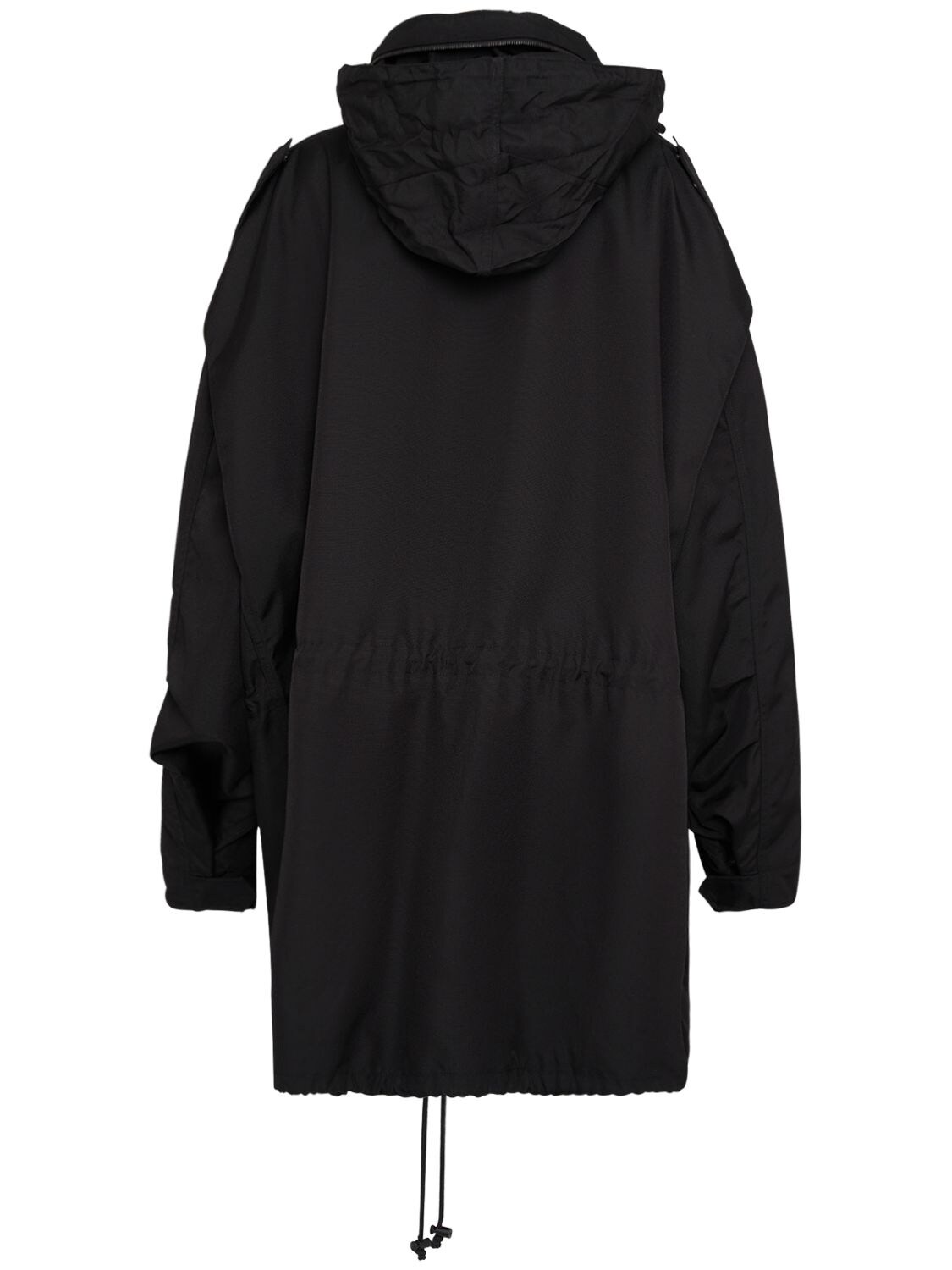 Shop Maison Margiela Cordura Oversize Hooded Coat W/ Pockets In Black
